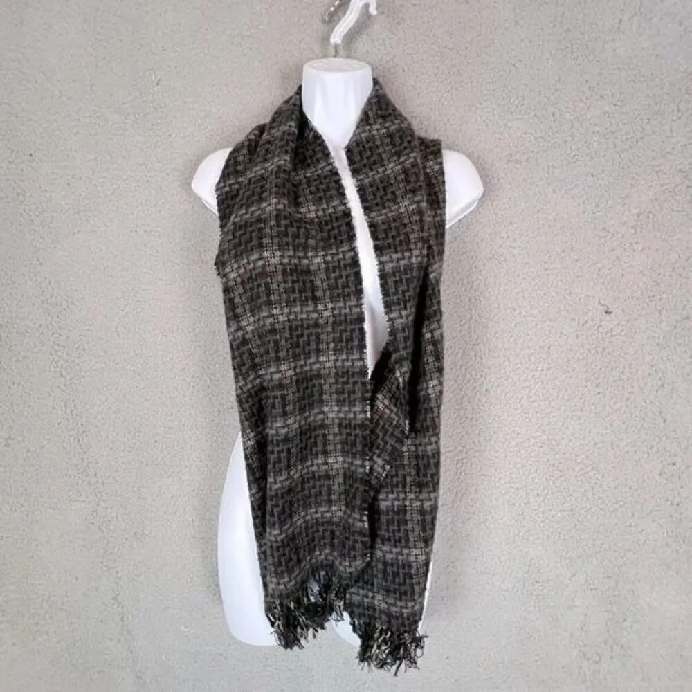 MENS ACRYLIC SCARF DARK GRAY/BLACK PATTERN